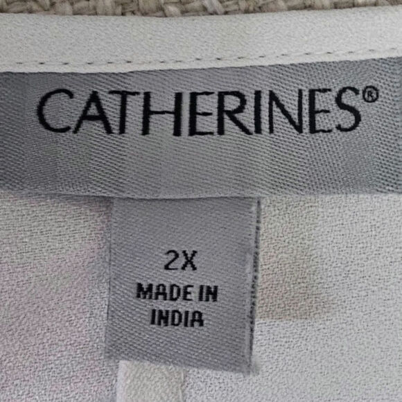 Catherines White Eyelet Embroidered Sleeve Blouse 2x - Picture 8 of 10